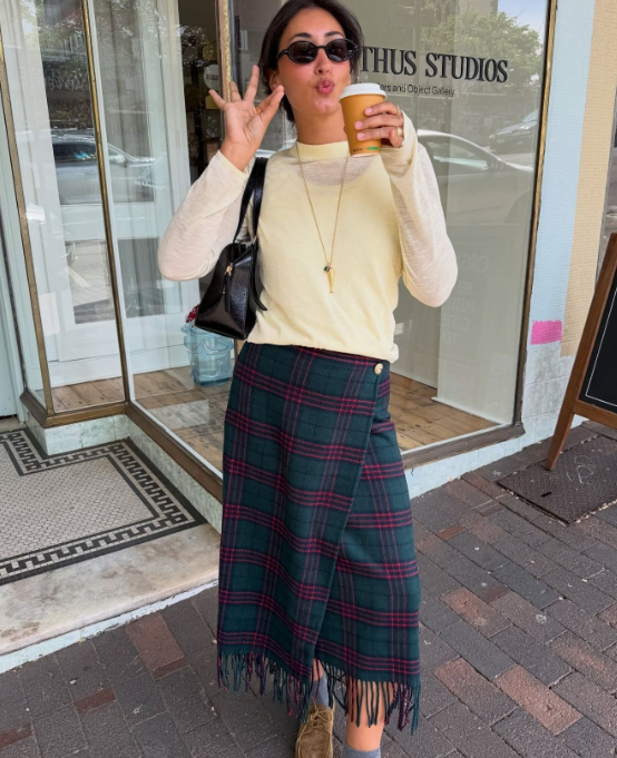Midi Skirt + Fitted Knit For Feminine Movement