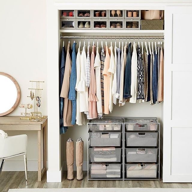Minimalist Reach-In Closet with Shoe Storage