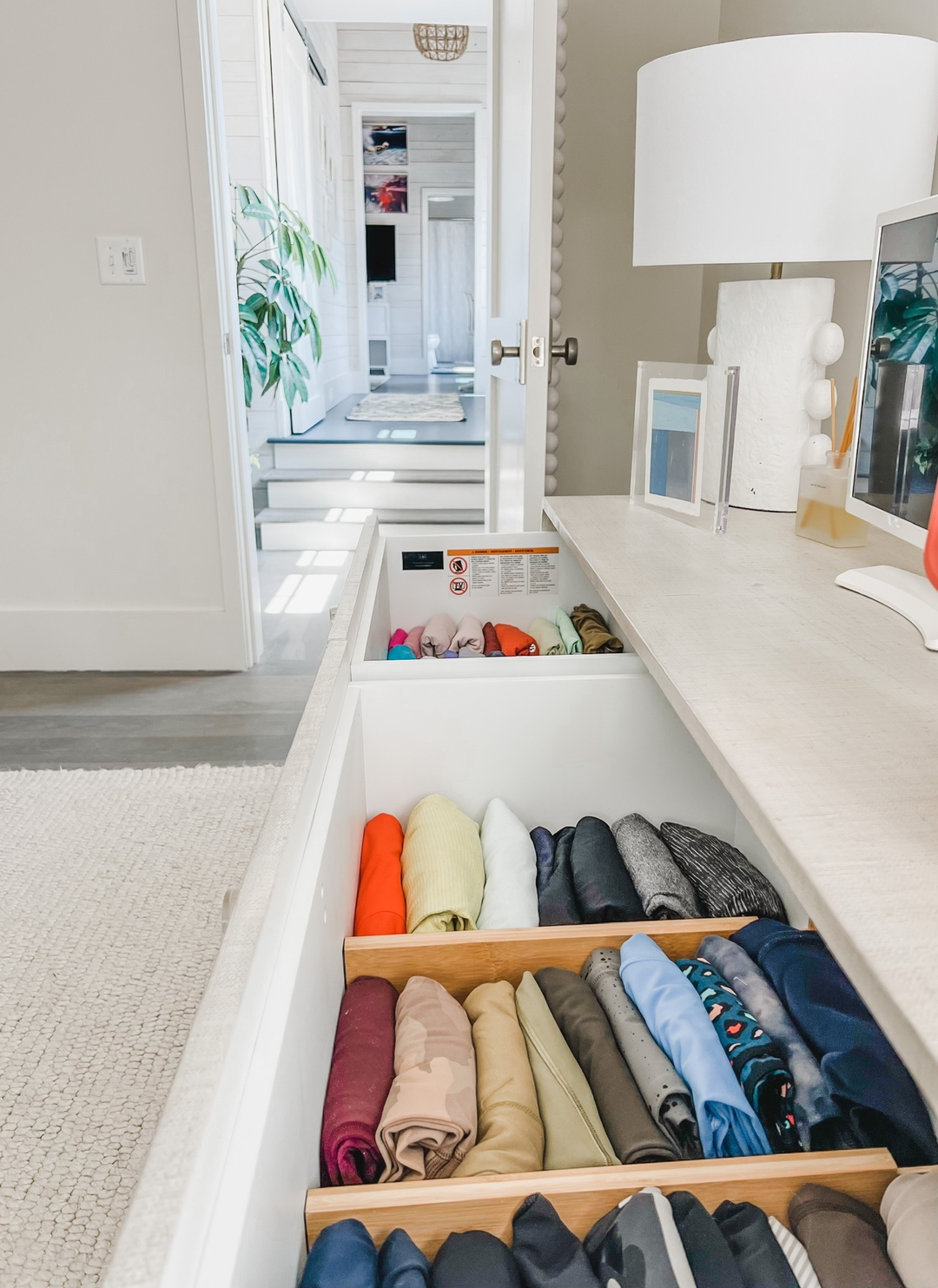 Hidden Drawer Storage for Rolled Activewear