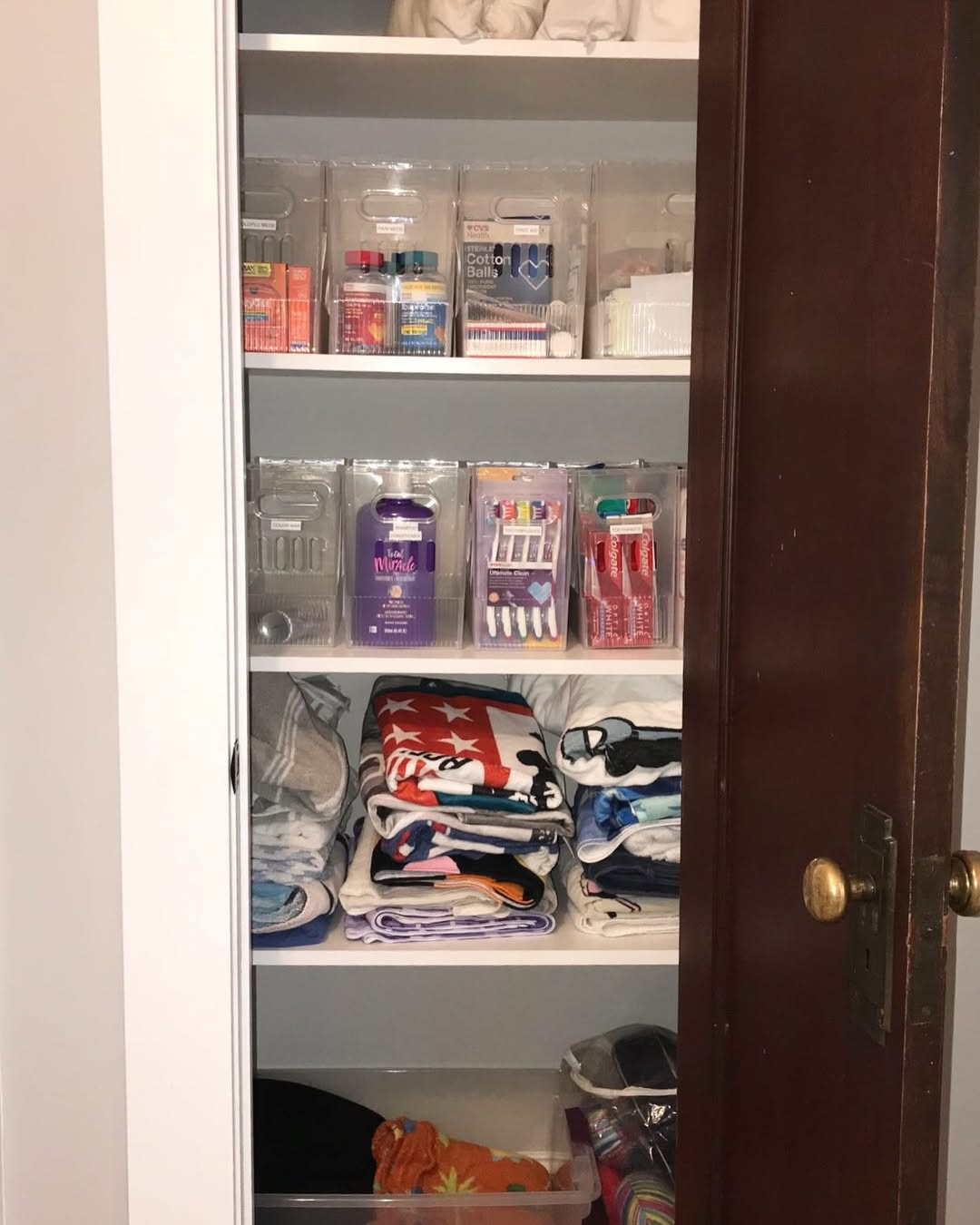 Clear Storage Bins for Linen Closet Organization