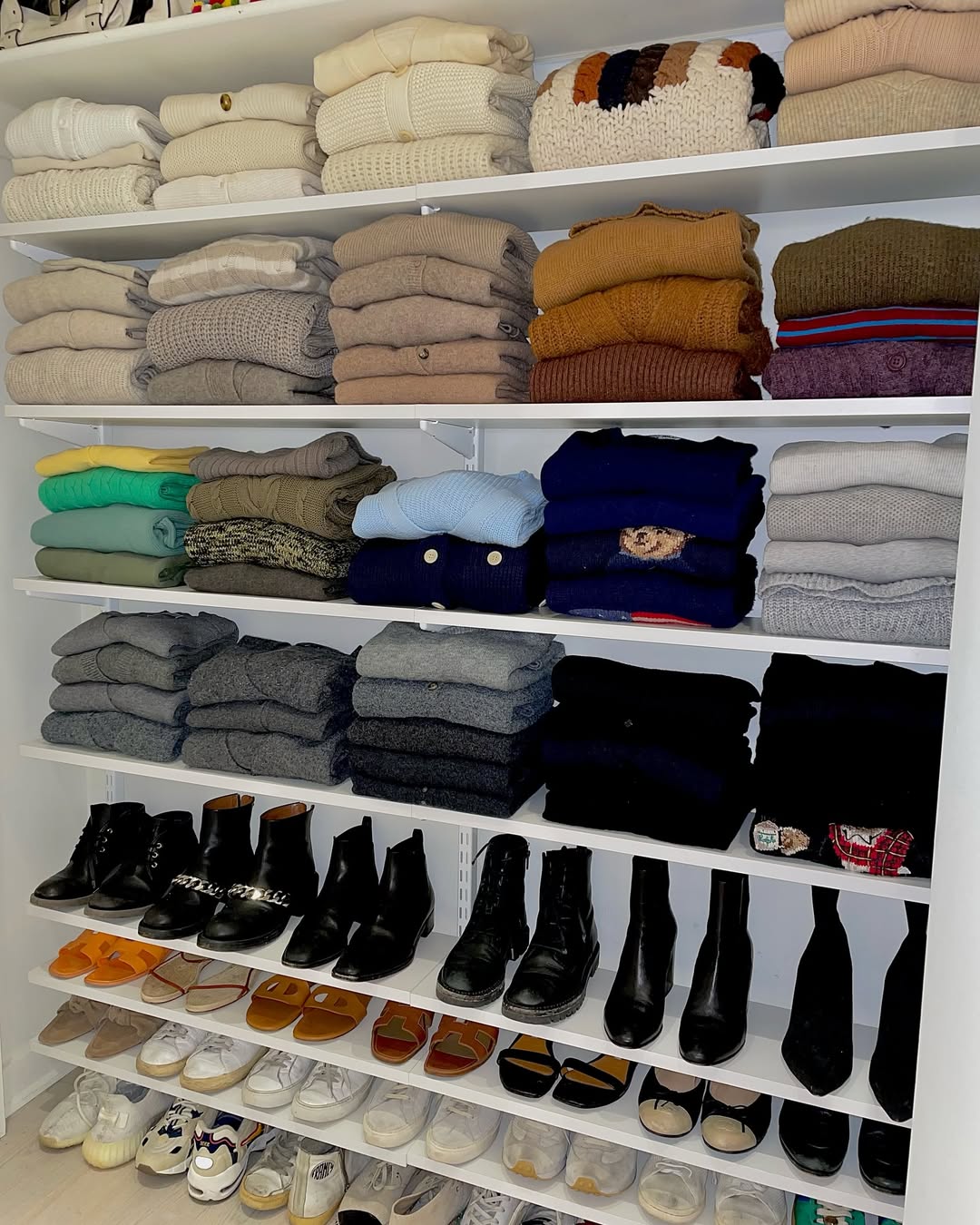 Color-Coordinated Sweater Shelving