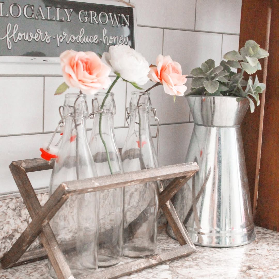 Farmhouse-Style Bottle Vase Display