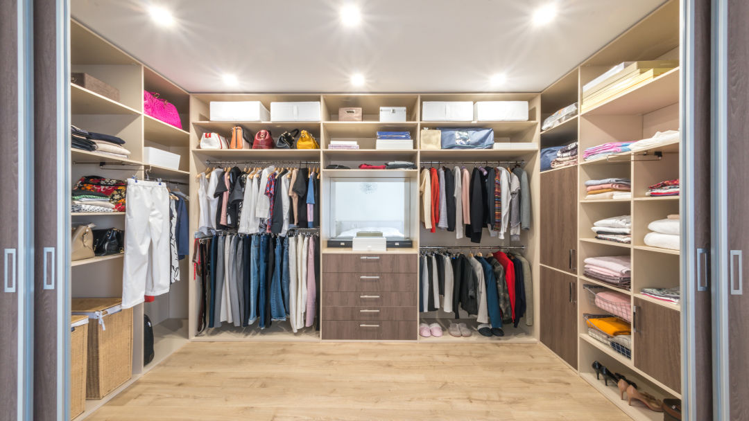 Walk-In Closet with Central Dresser Island