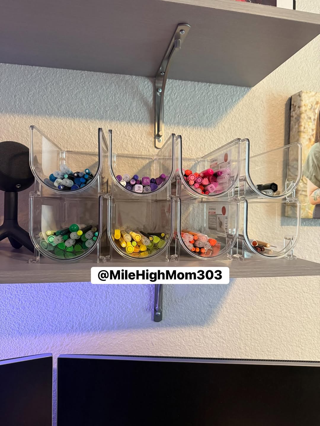 Stacked Marker Storage Bins