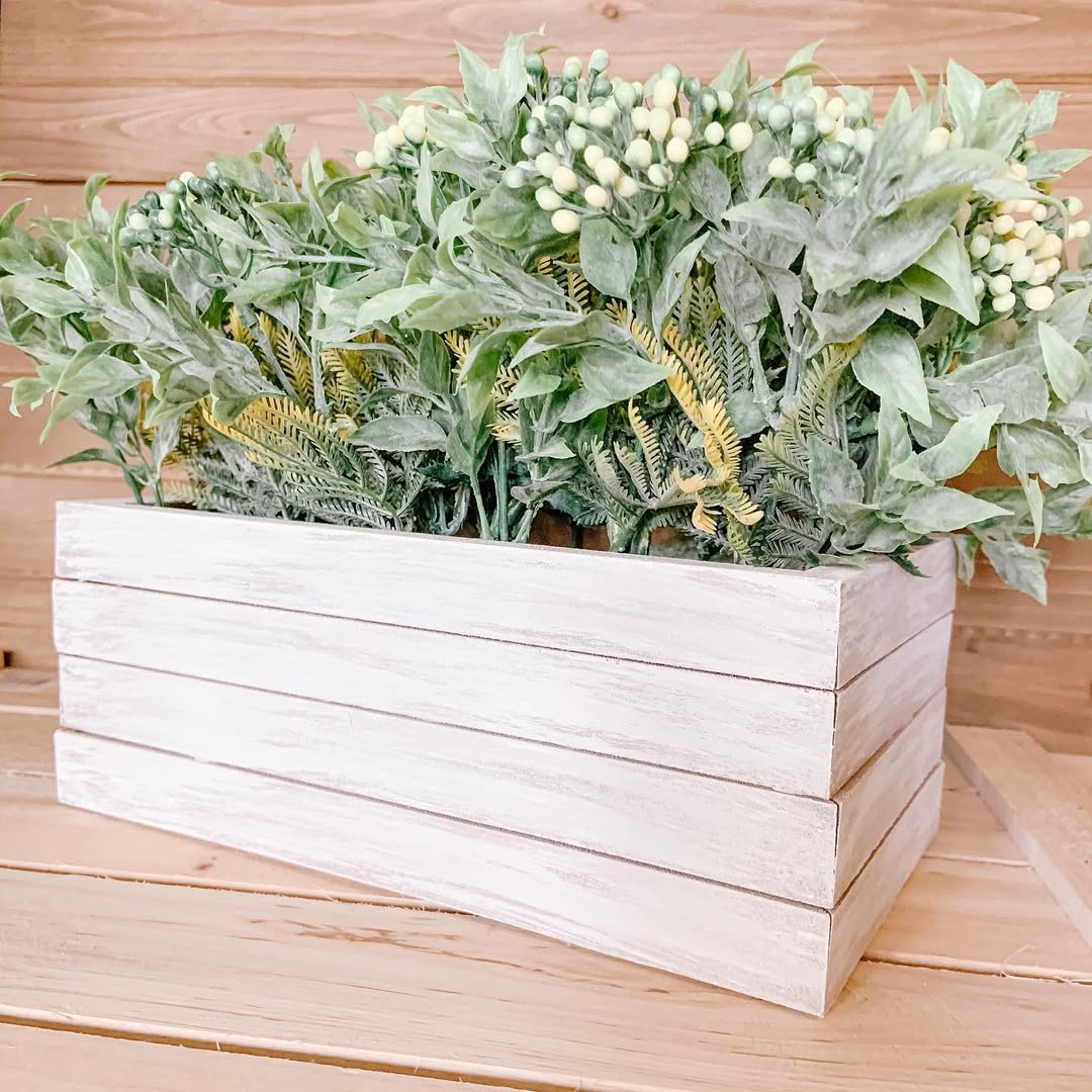 Wood Crate and Faux Florals