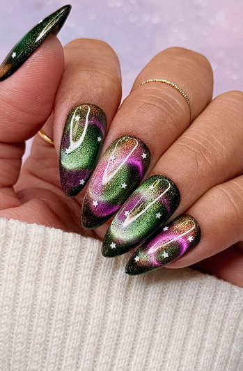 Stiletto Nails With Glam Nail Art