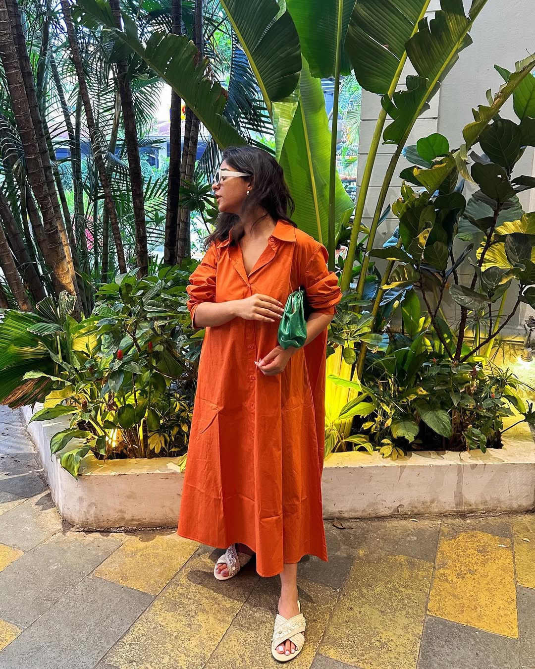 Rust Linen Shirt Dress
