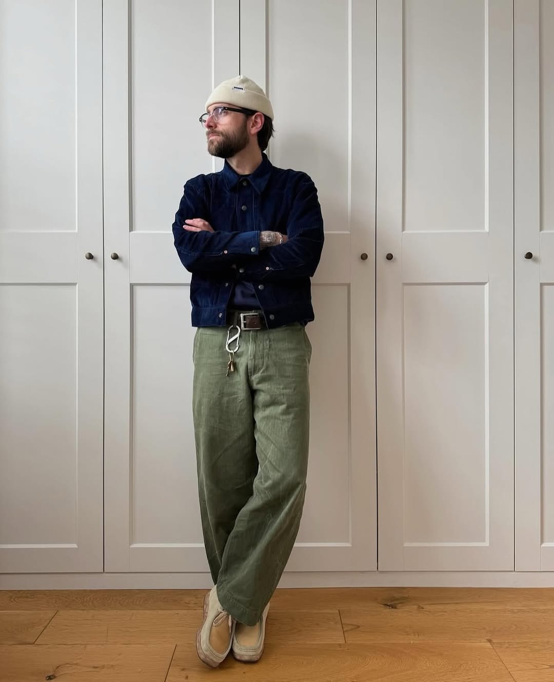 Navy Workwear Jacket & Olive Pants