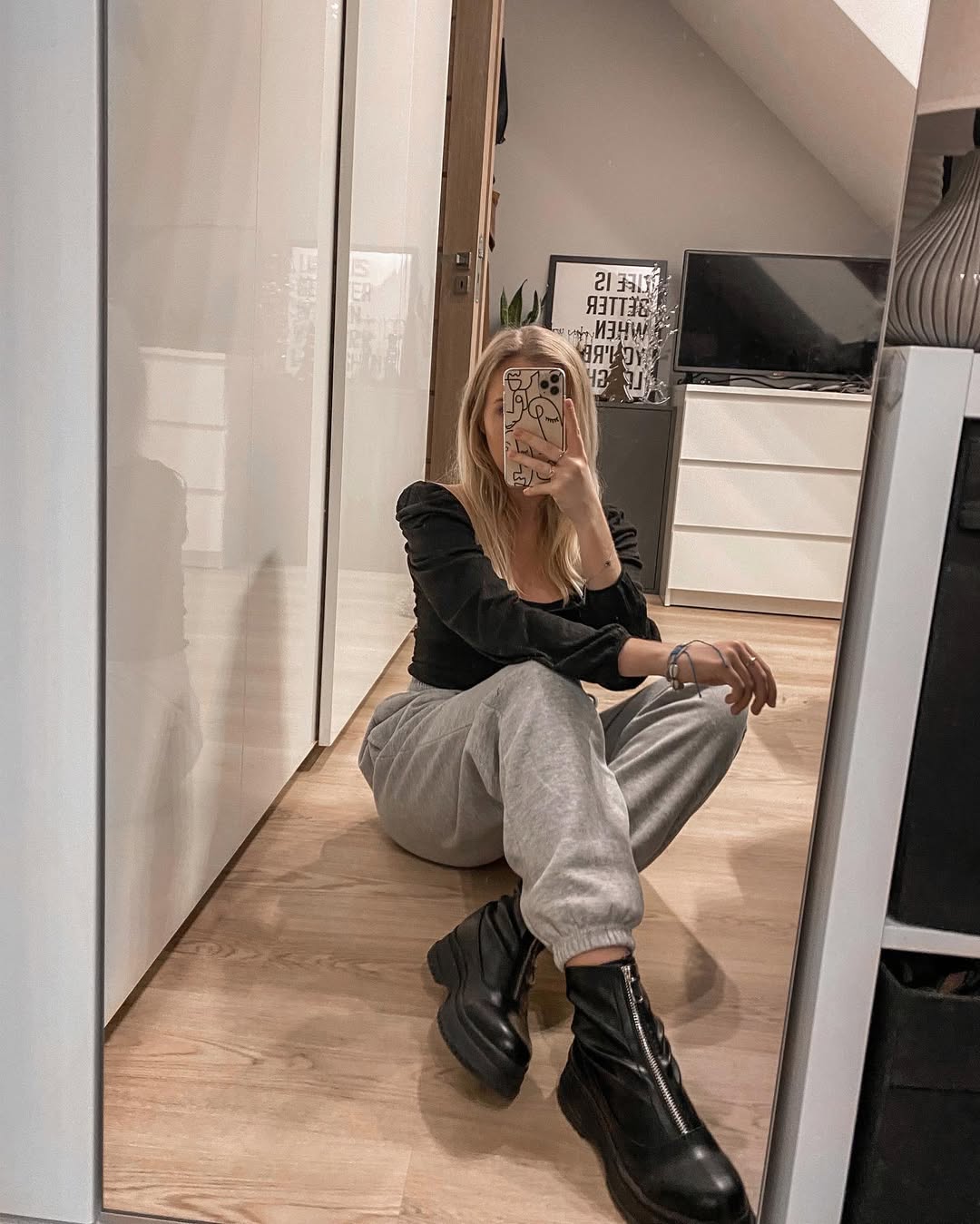 Black Hoodie & Gray Sweatpants