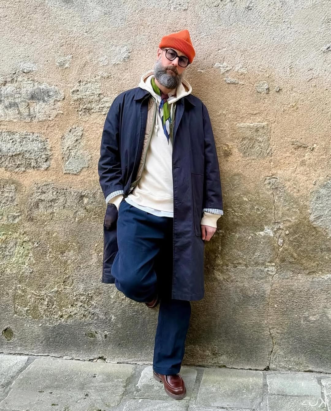 Navy Overcoat & Layered Look