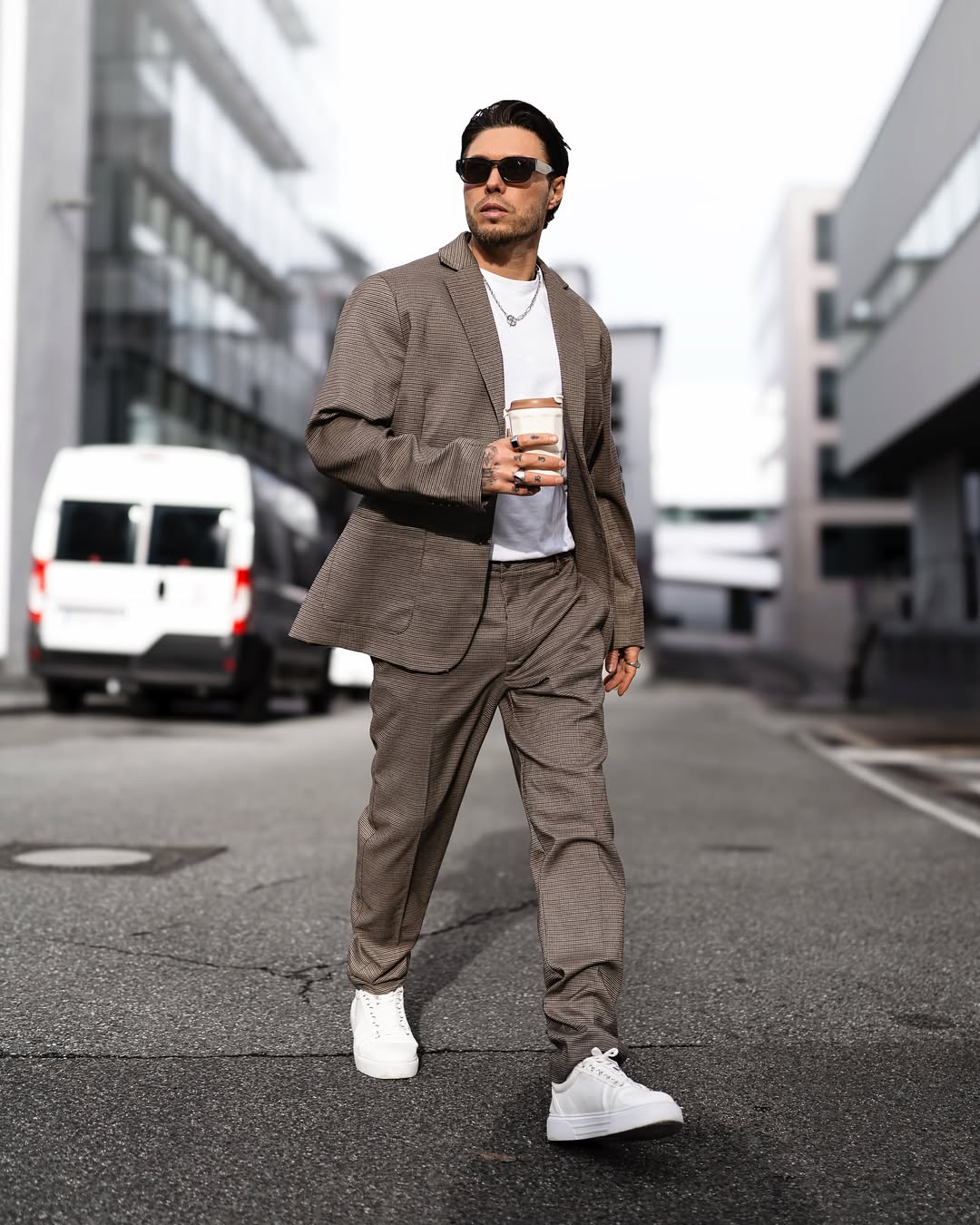 Textured Brown Blazer Set