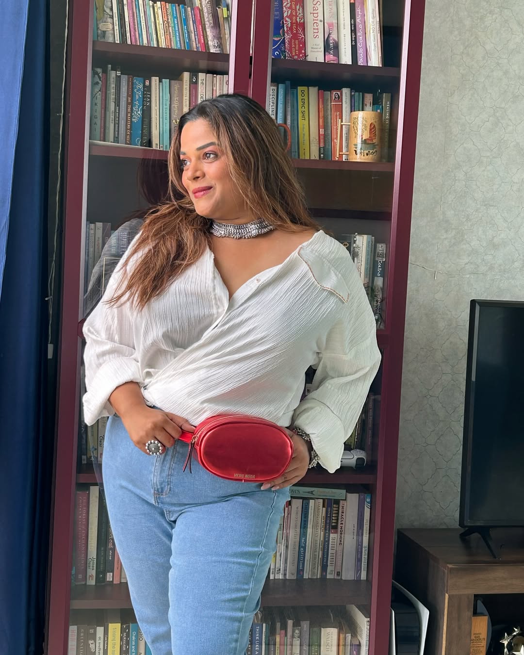 White Off-Shoulder Top & Light Denim