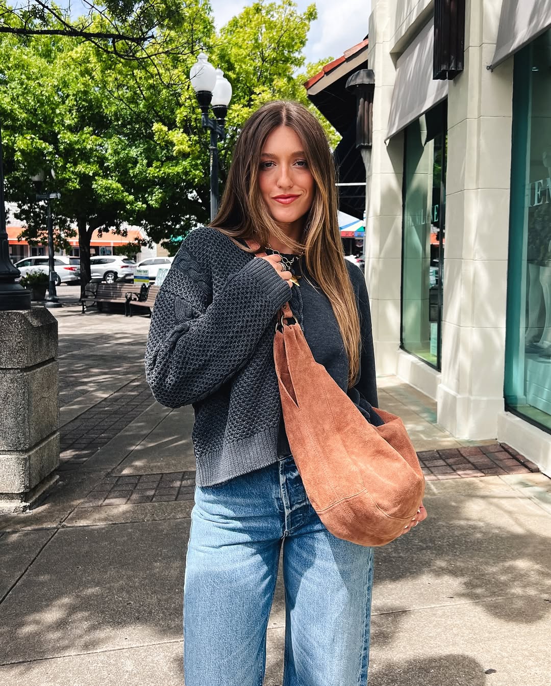 Cropped Cardigan & Wide Leg Jeans