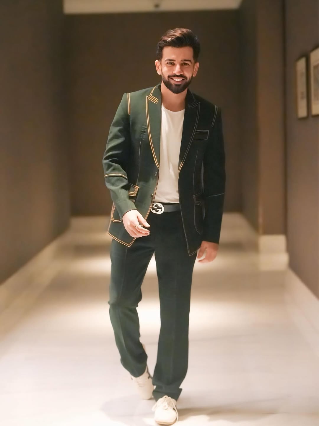 Forest Green Blazer with Gold Trim