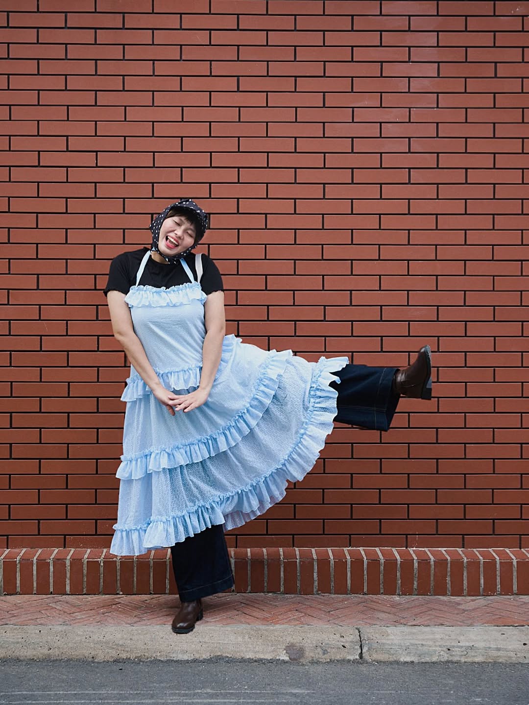 Baby Blue Apron Dress & Black Layers