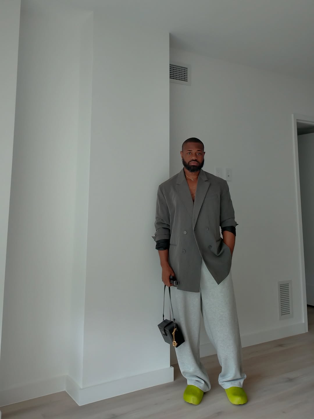 Gray Oversized Blazer & Wide-Leg Pants