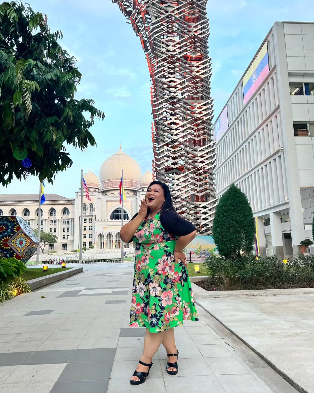 Green Tropical Floral Dress
