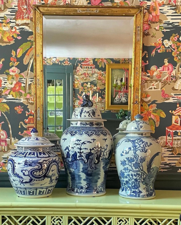 Blue and White Decorative Jars