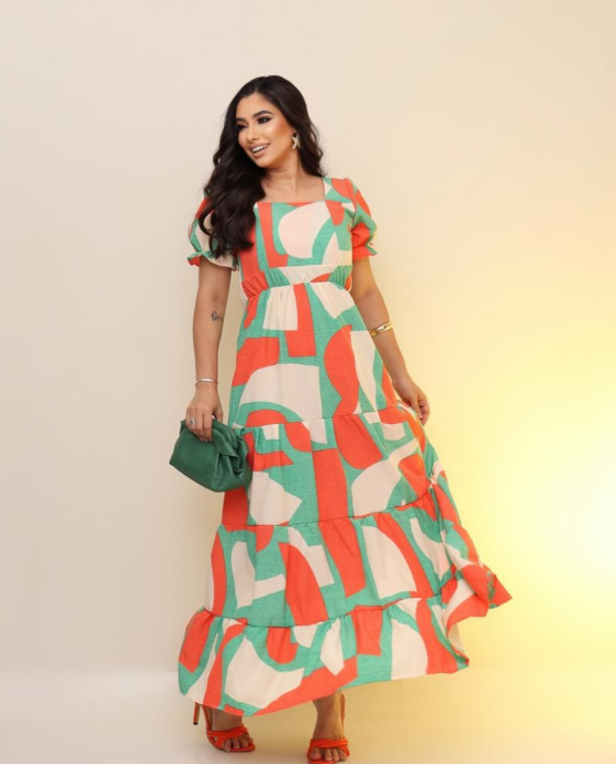 Geometric Print Maxi Dress