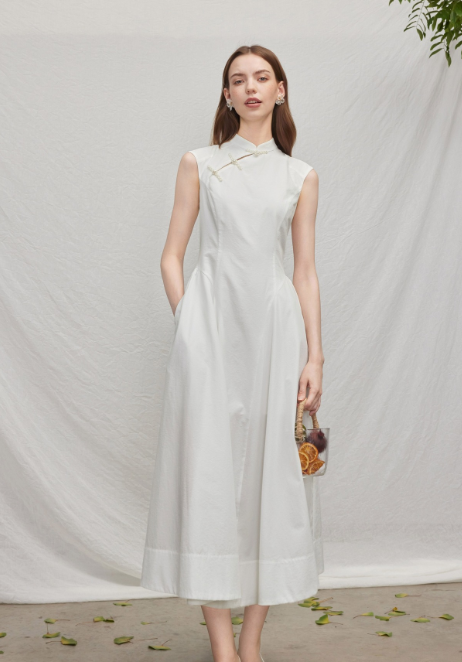 White Sleeveless Midi Dress