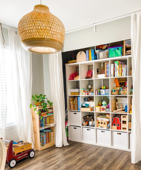 Boho Chic Playroom Storage