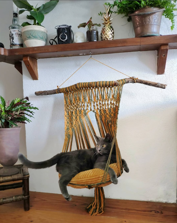 Mustard Yellow Macramé Hammock Chair