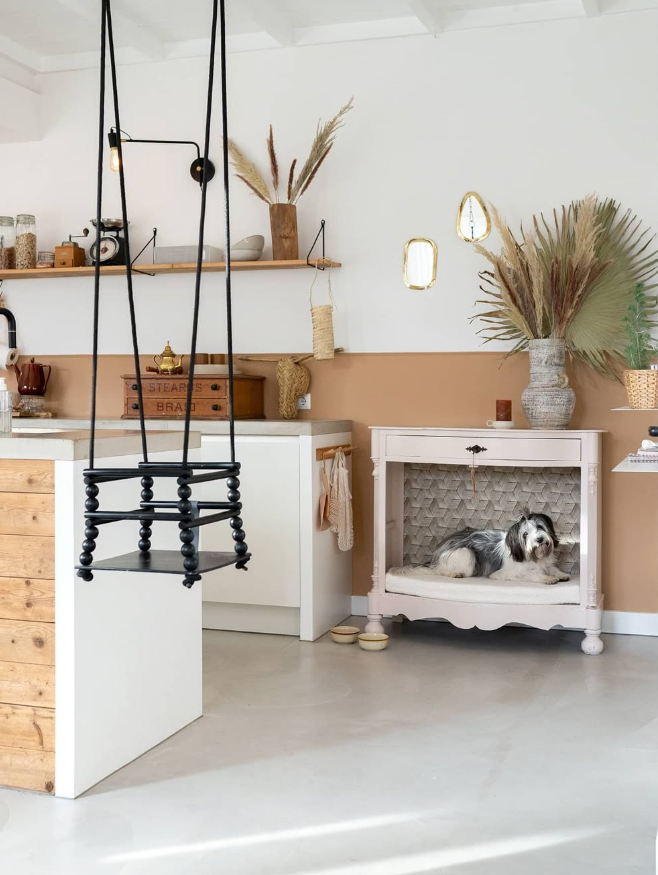 Repurposed Side Table Dog Den