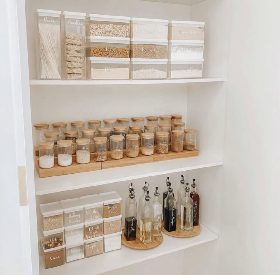 Neutral Tones Pantry with Bamboo Accents