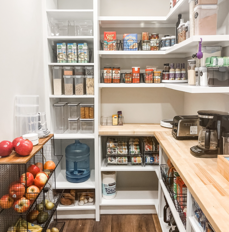 Bright White Pantry with Butcher Block Counter