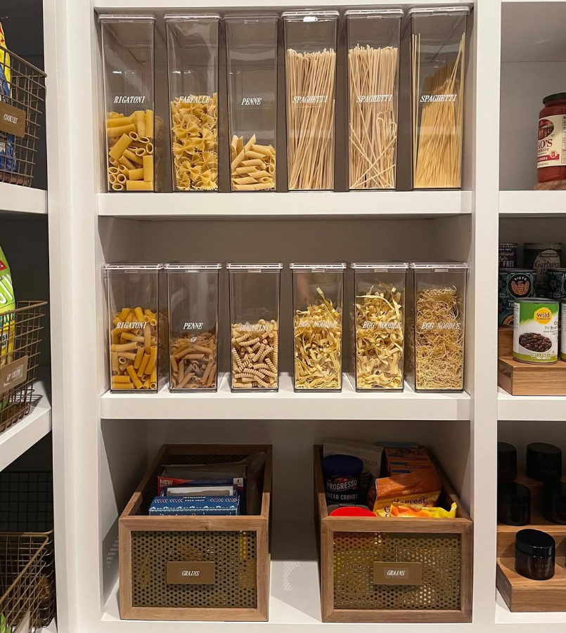 Vertical Pasta Storage with Clear Containers