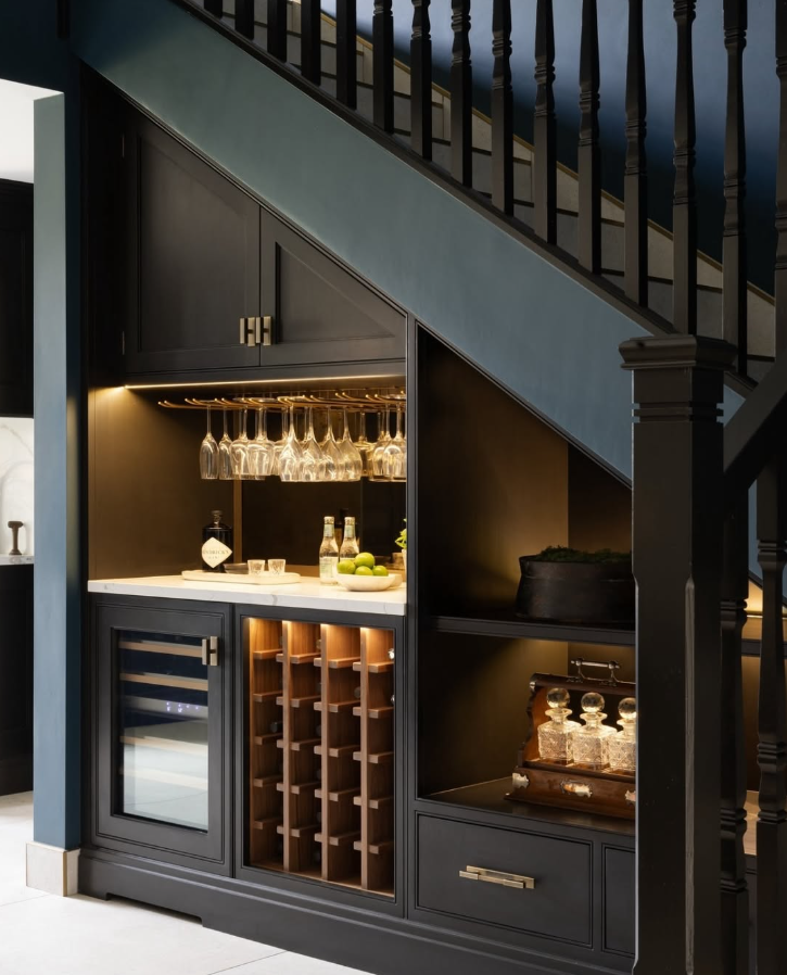 Luxury Black Bar with Wine Storage