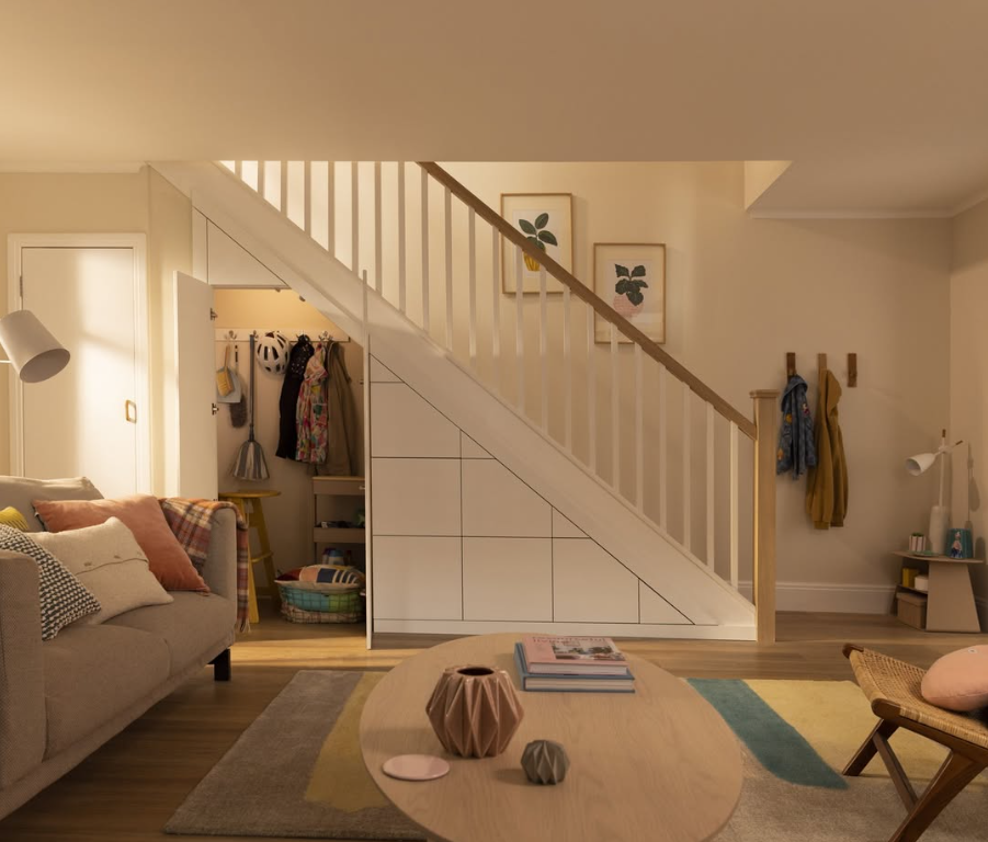 Bright White Entry Storage with Coat Hooks