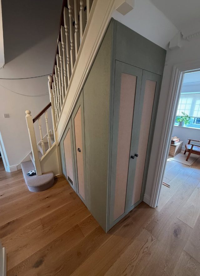 Soft Green Tall Cabinet Storage