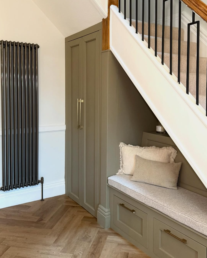 Sage Green Reading Nook with Storage Bench