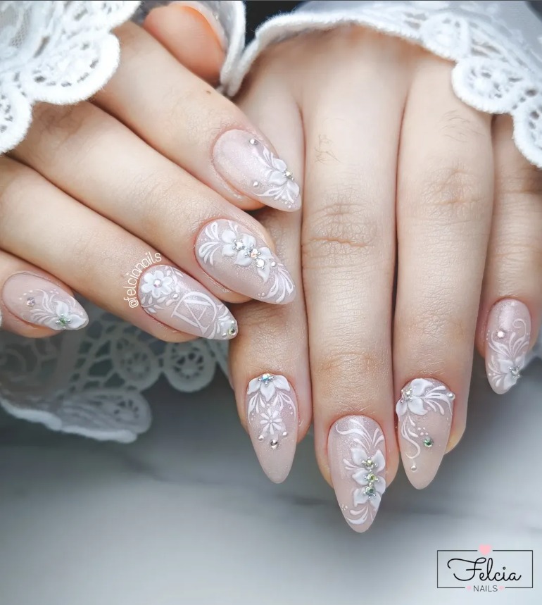 Delicate White Botanical Line Art