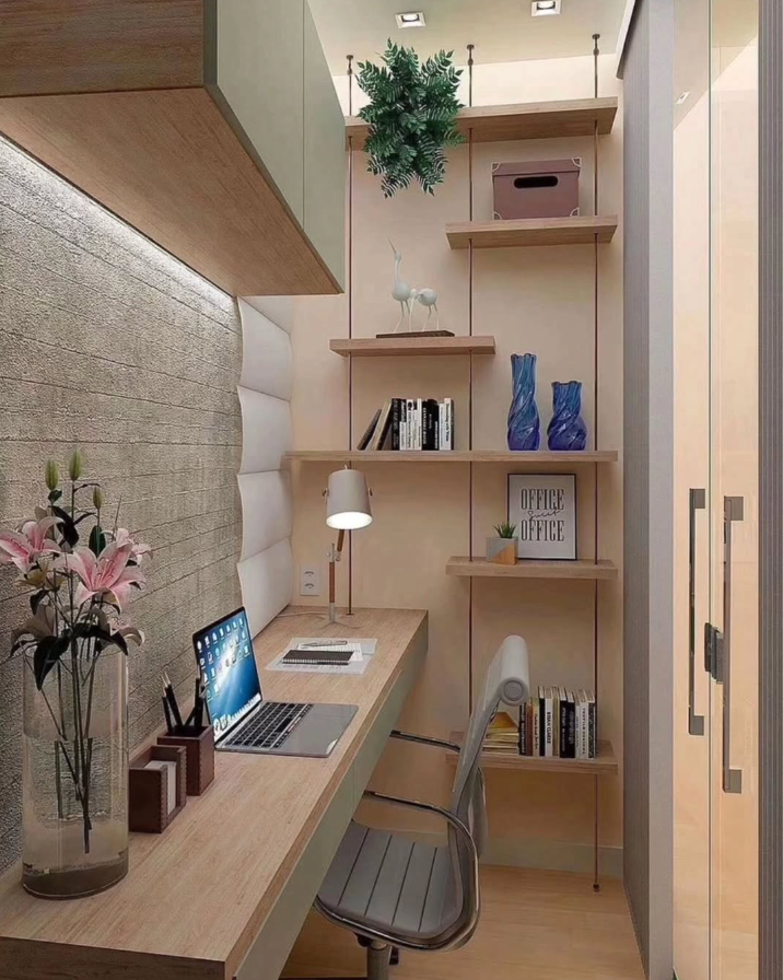 Compact Corner Office with Vertical Storage