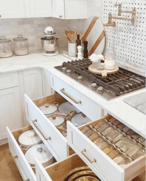 Tiered Drawer Organization for Pots and Lids