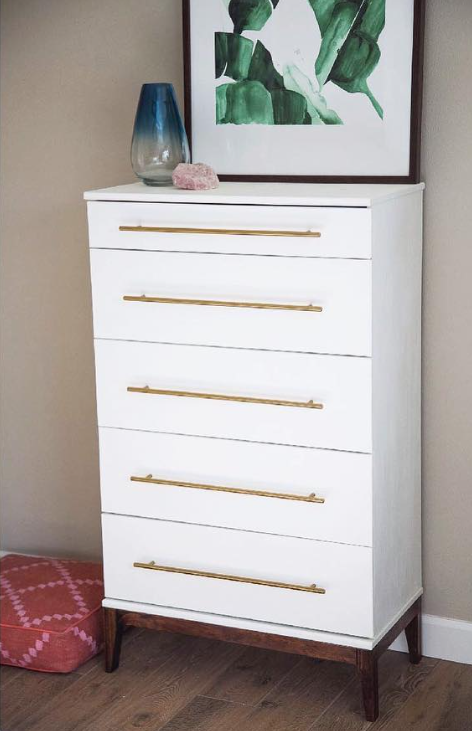 Modern White Dresser with Gold Hardware Upgrade