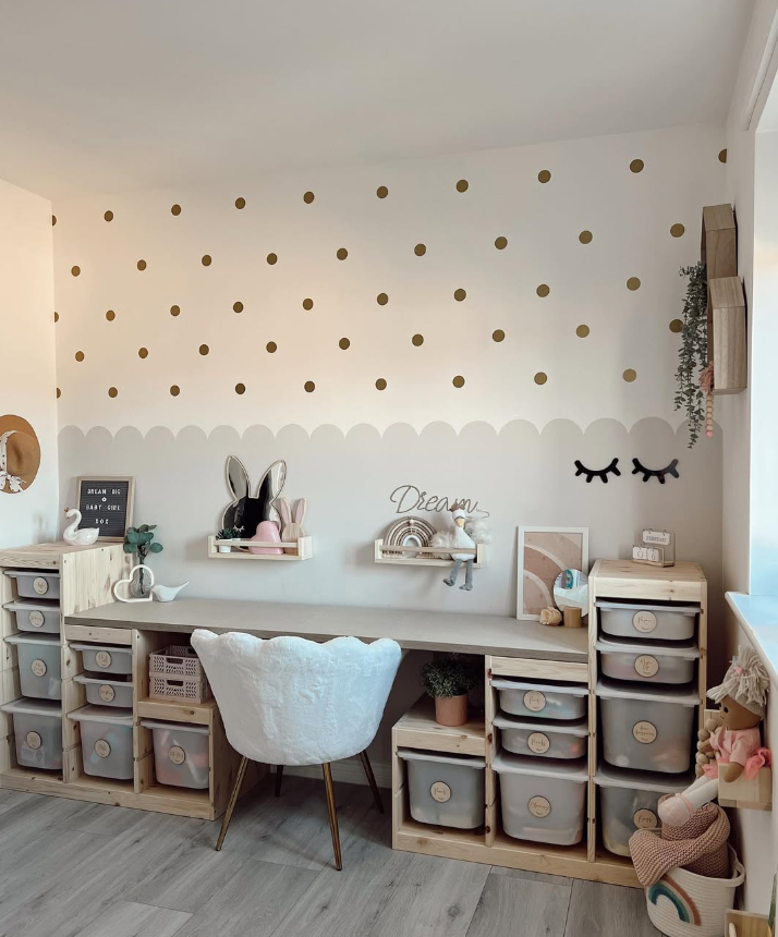 Built-In Desk with Extensive Toy Storage