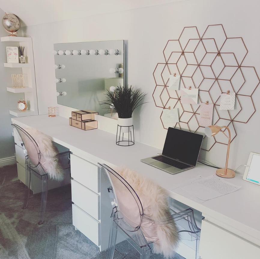 Glamorous Double Desk Setup