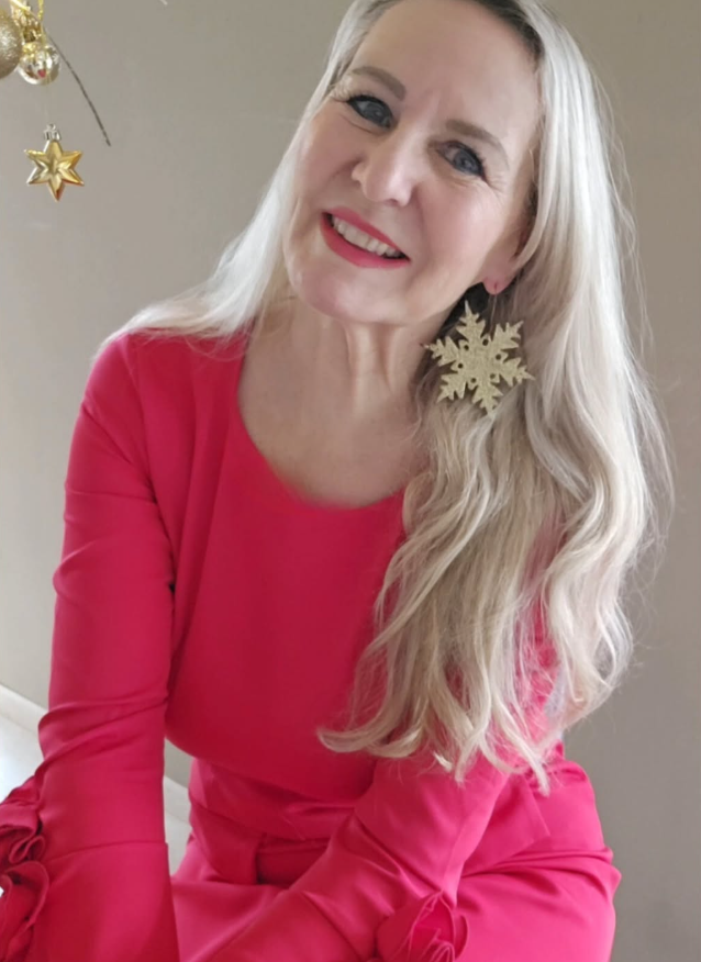 Festive Sparkle in Coral Statement Top