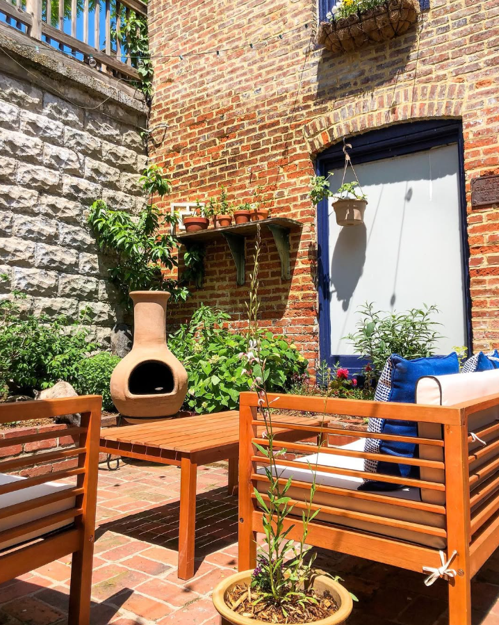 Rustic Brick Courtyard with Terra Cotta Accents