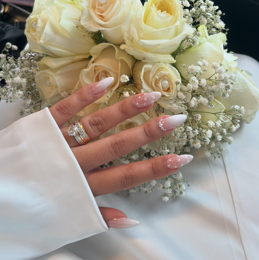 Romantic Rose Bouquet Bridal Nails