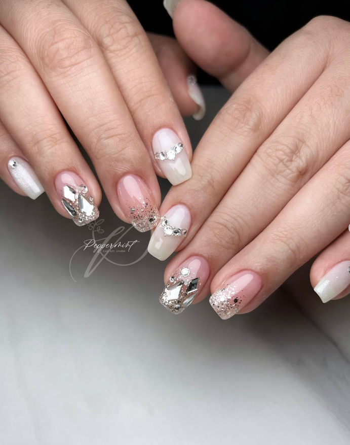 Sparkle and Pearl French Manicure