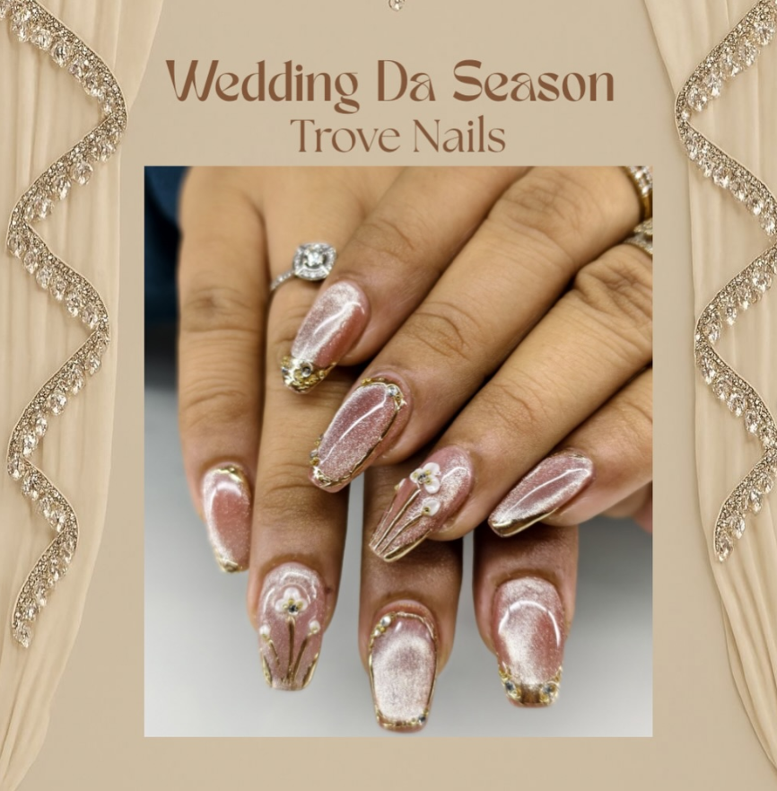 Rose Gold Shimmer with Pearl Swirls