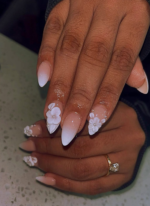 Soft Ombre with 3D Floral Clusters