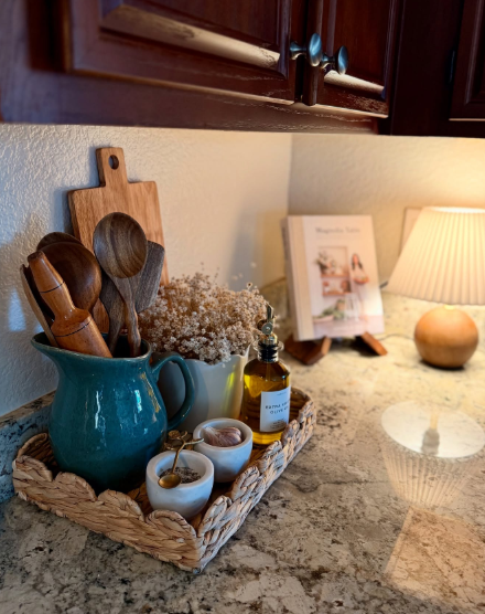 Coastal Wicker Tray Styling