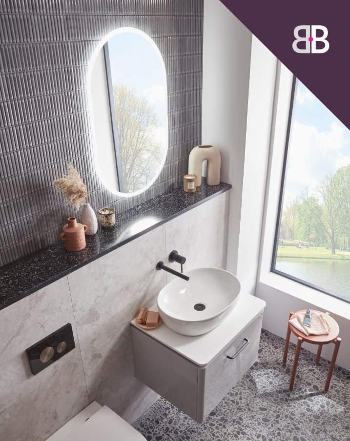 Contemporary Mixed Material Powder Room