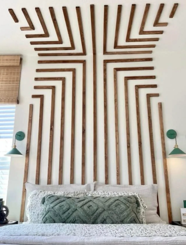 Geometric Wood Headboard Design