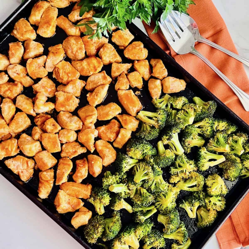 Sheet Pan Buffalo Chicken Broccoli